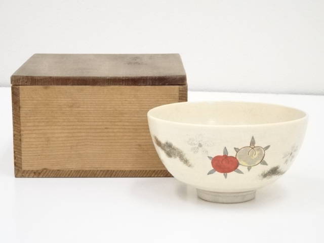 JAPANESE TEA CEREMONY / CHAWAN(TEA BOWL) / KYO WARE / FLOWER / ARTISAN WORK
